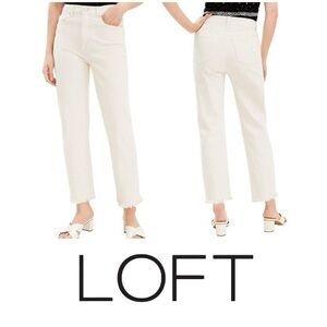 LOFT Frayed High Rise Straight Jeans 🆕